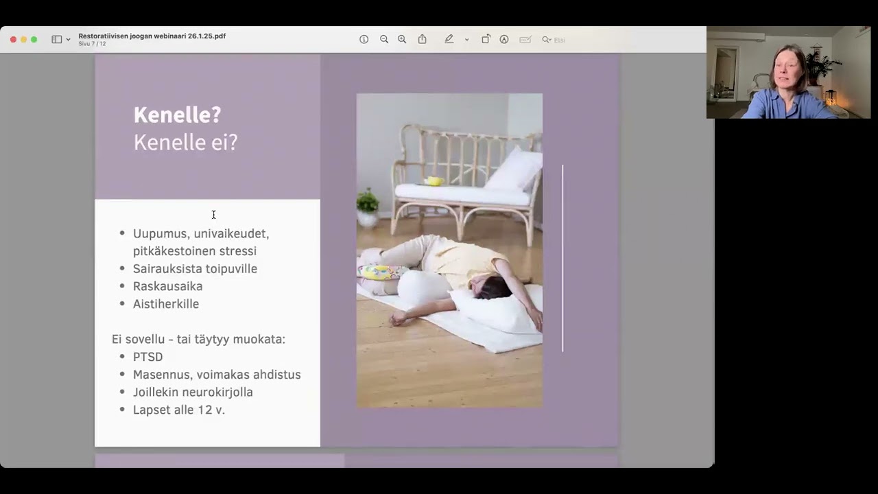 Levon hetki ja restoratiivisen joogan miniwebinaari 26.1.2025