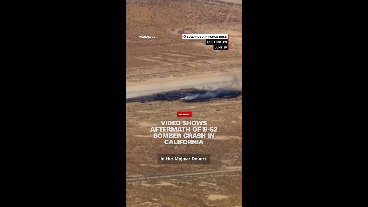 Video shows aftermath of B-52 bomber crash in California