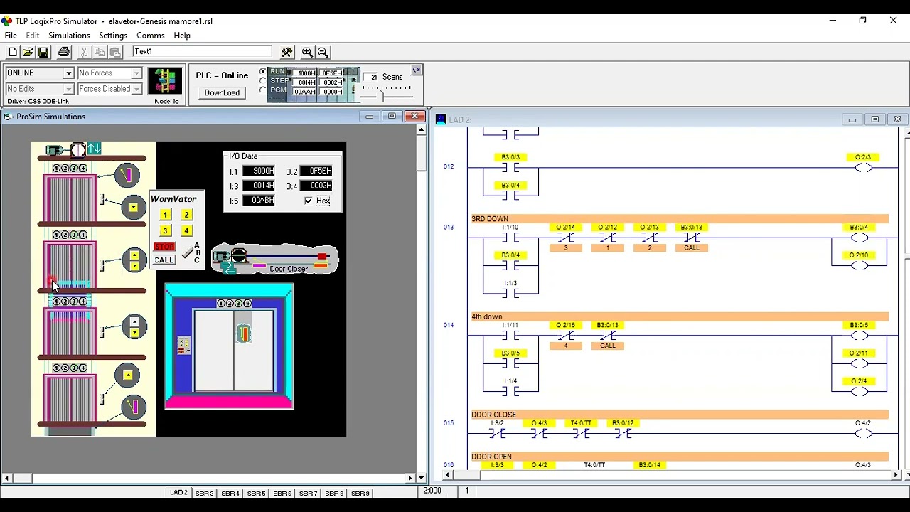 Elevator (Lift for four floor) Exercise on LogixPro Simulator
