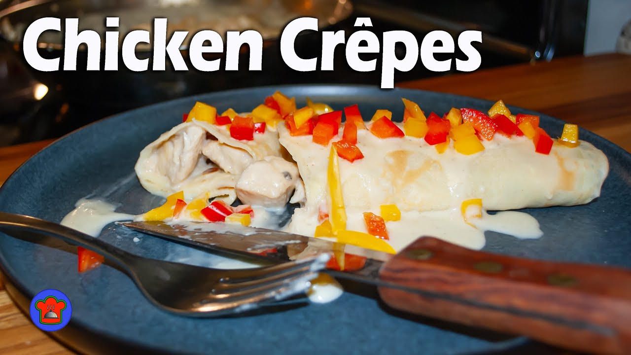 Chicken Crêpes with Cream Sauce & Bell Pepper Confetti!