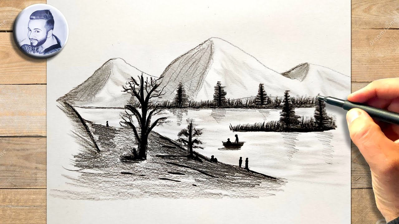 Comment dessiner un paysage au crayon facile