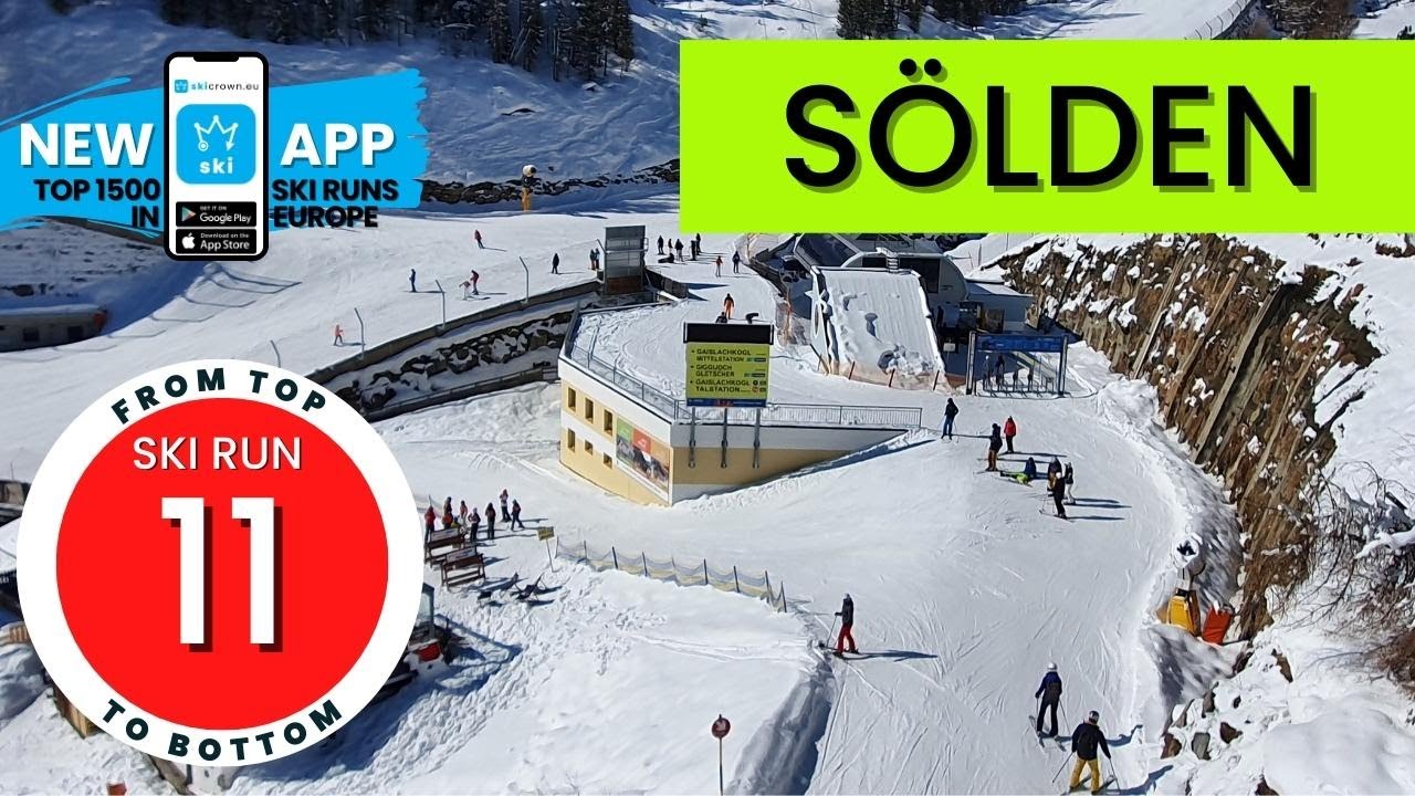 Sölden Austria glacier / ski run 11, from top to bottom