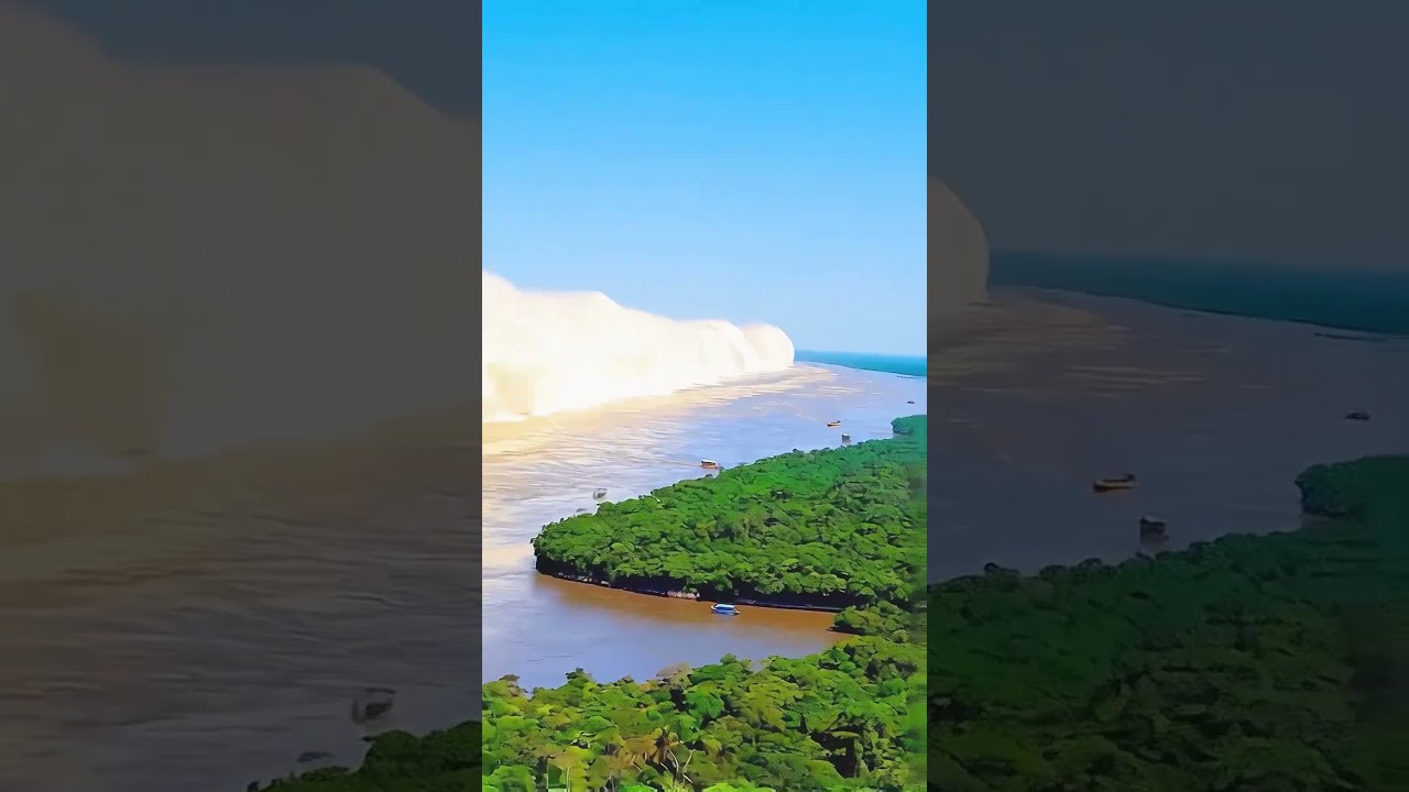 MEGA POROROCA de 40 metros na amaz&ocirc;nia #viral #waves #tsunami #amazonia #viralshorts