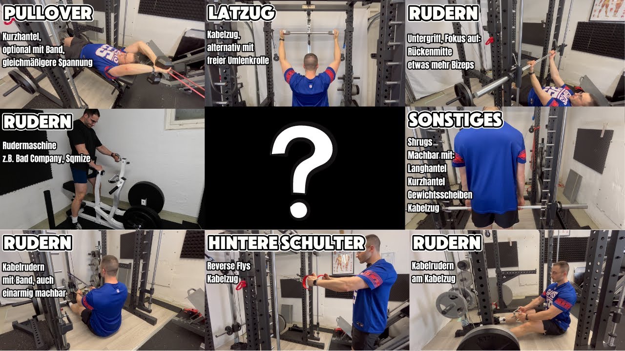 20+ Rückenübungen fürs Homegym! Varianten für alle Ausrüstungslevel Bänder, Körpergewicht, Maschinen