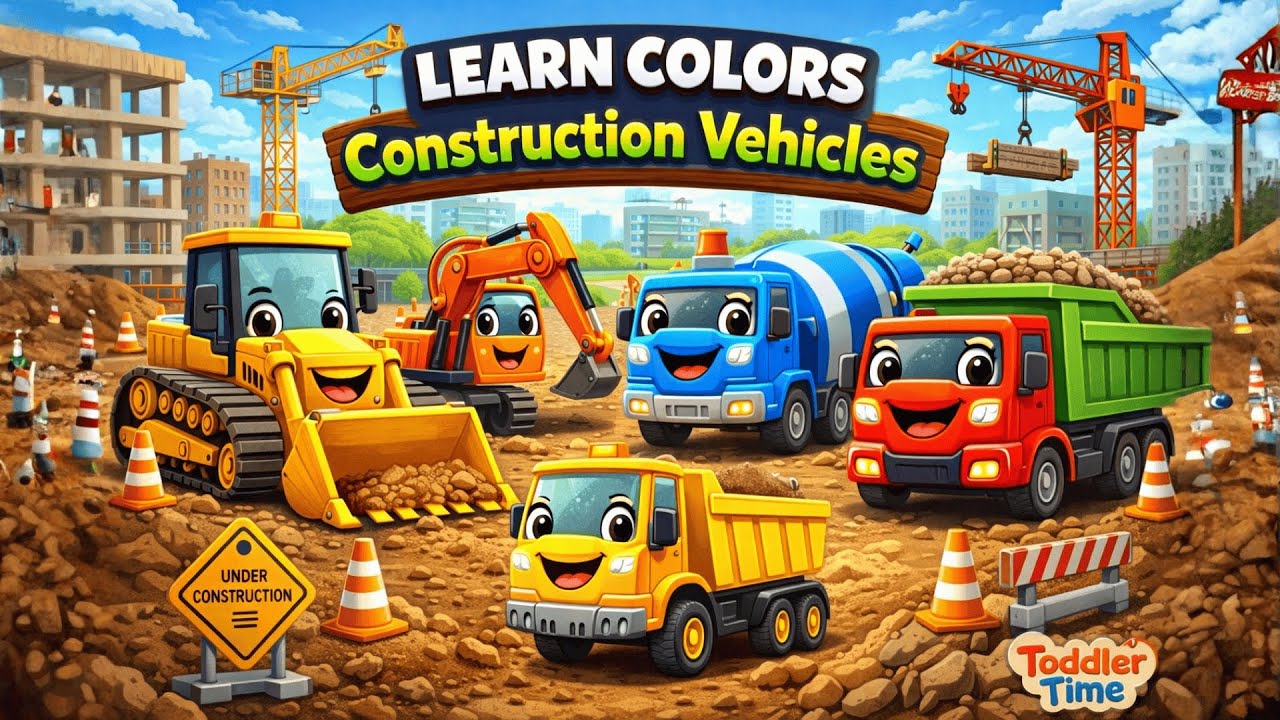 Learn Colors with Construction Vehicles 🚧 | Color Song for Toddlers