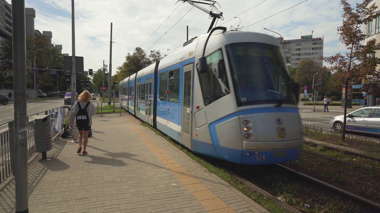 Poland, Wrocław, tram 33 ride from Wielka to Arkady Capitol