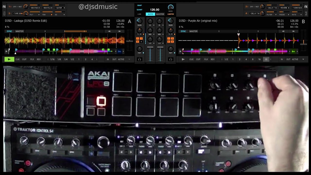 DJSD   Traktor mapping Akai LPD8 FX3 FX4