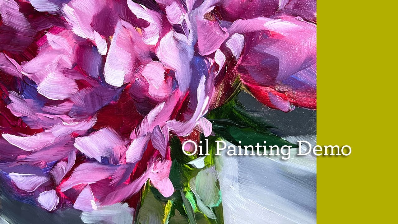 Pink peony oil painting demonstration