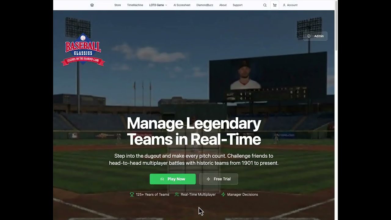 Play Baseball History Online — Legends On The Diamond (Live Demo)