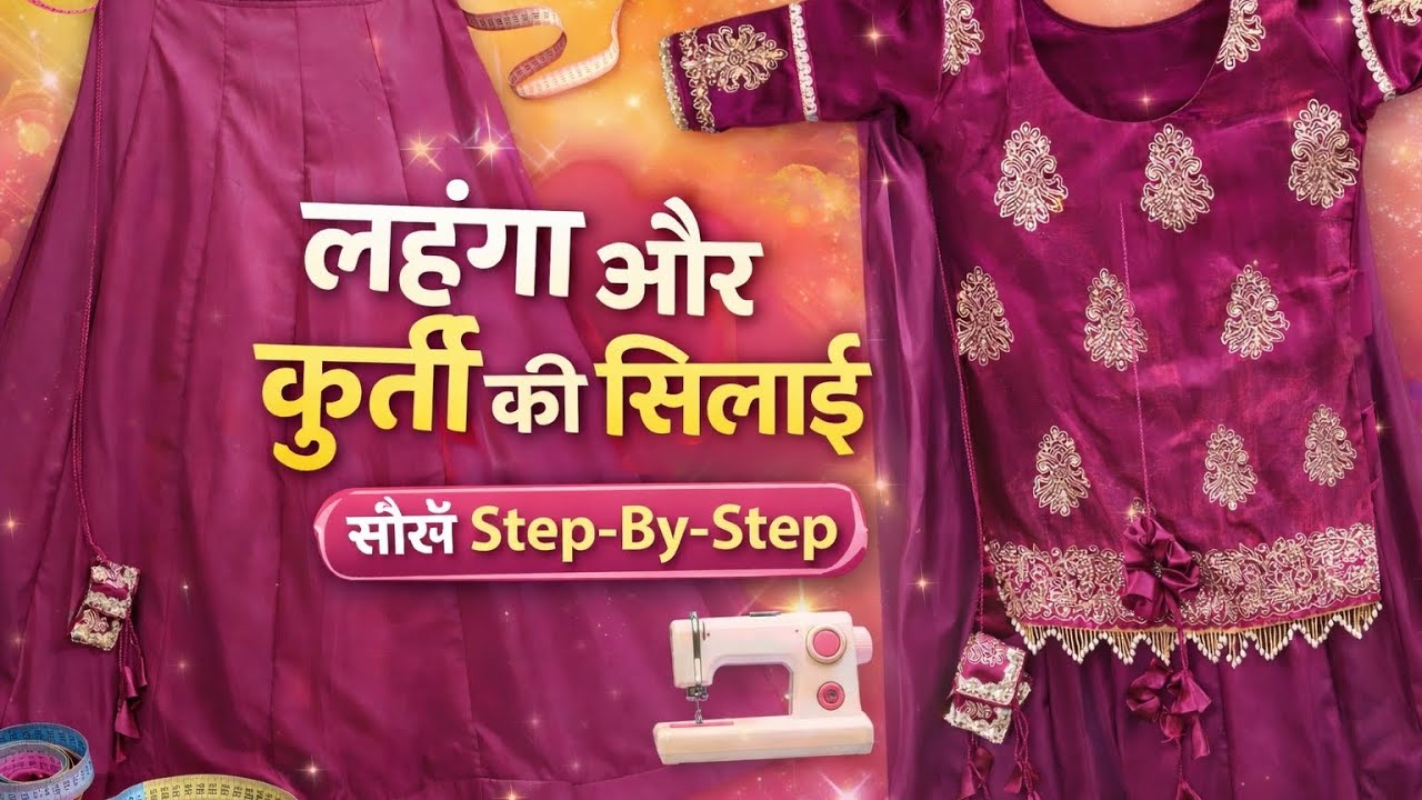 लहंगा और कुर्ती की स्टिचिंग स्टेप बाय स्टेप | आसान सिलाई #LehengaStitching #StitchingTutorial