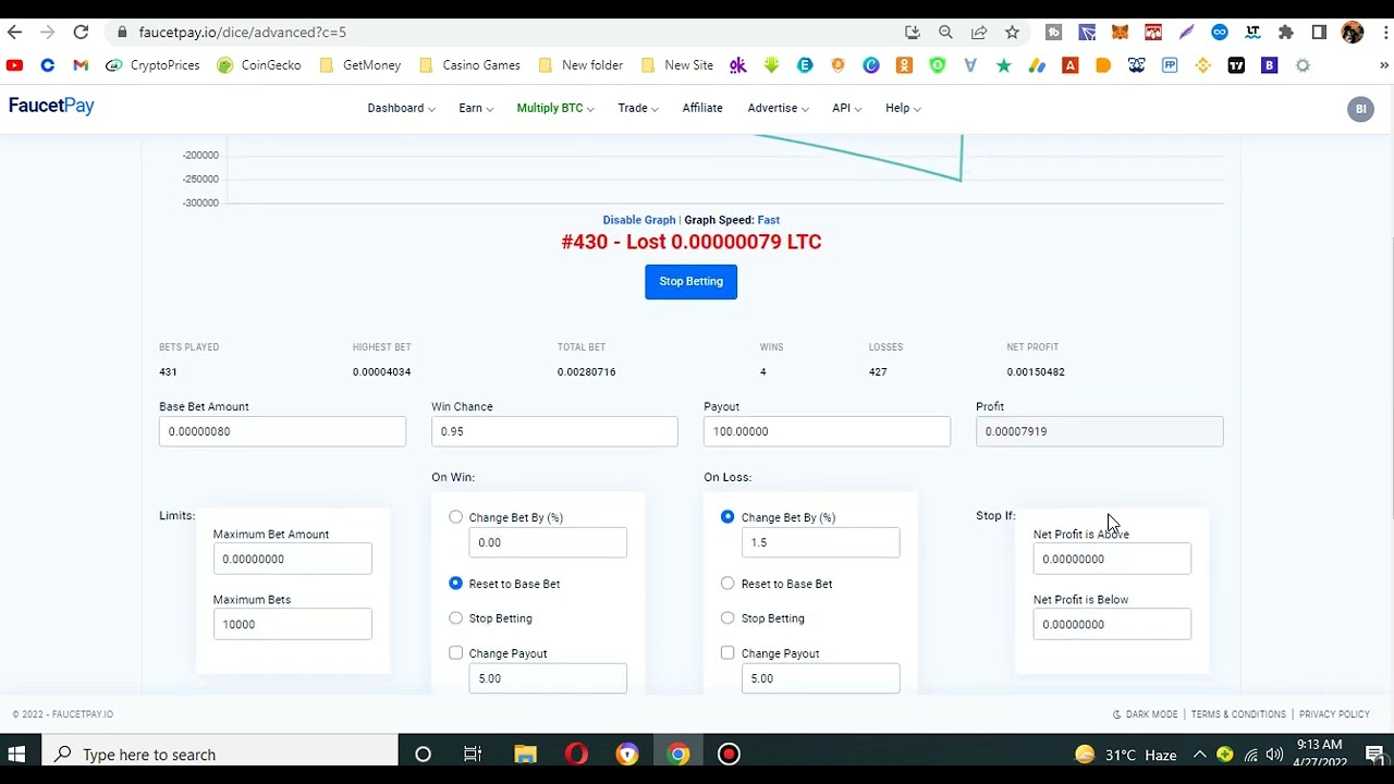 Faucet pay dice strategy 