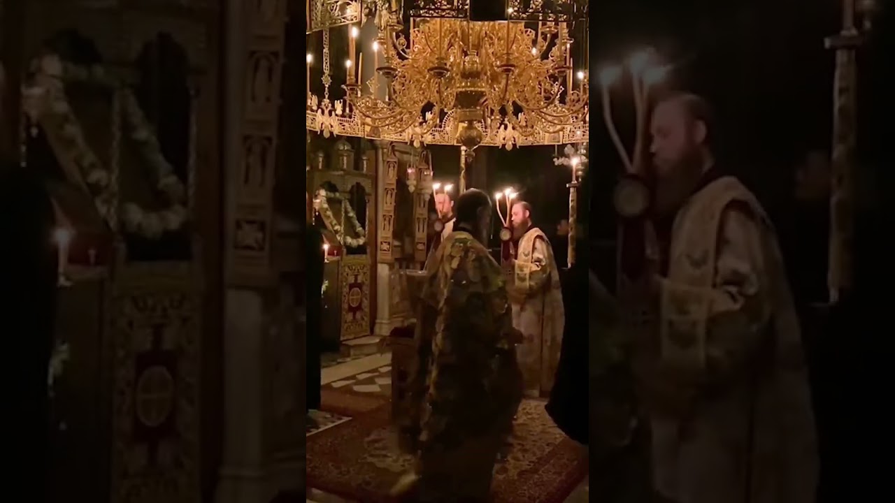 Beautiful Athonite Chanting With the Largest Piece of the Holy Cross - Xeropatamou Monastery