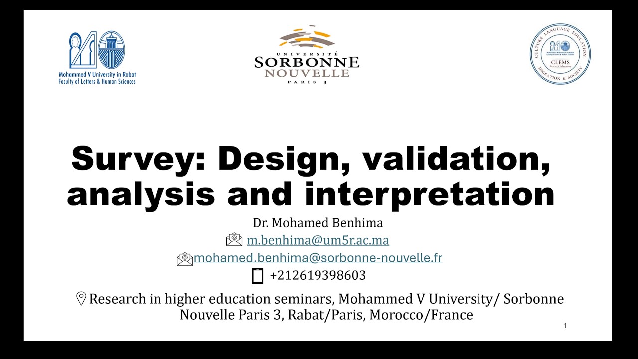 Questionnaire design validation analysis interpretation and report
