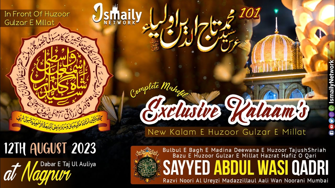 Sayyed Abdul Wasi Qadri | Complete Mahefil Exclusive Kalaam's 2023 101 Urs E Taj Ul Auliya at Nagpur