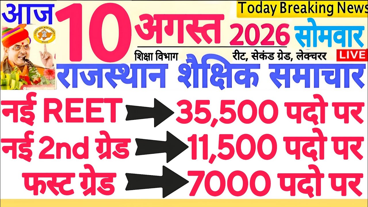 शैक्षिक समाचार राजस्थान Rajasthan Shaikshik Samachar 10 August 2026 | RPSC REET RSSB 