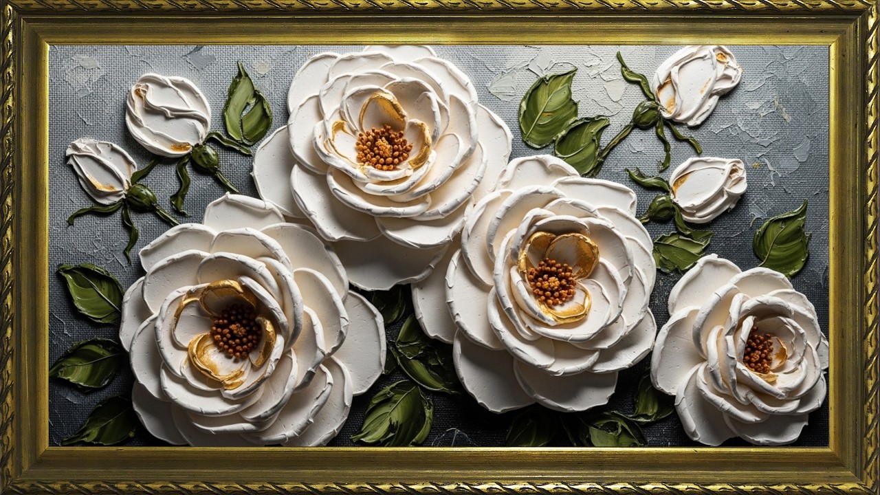 White Roses Collection | Beautiful Framed Floral Art for Your TV