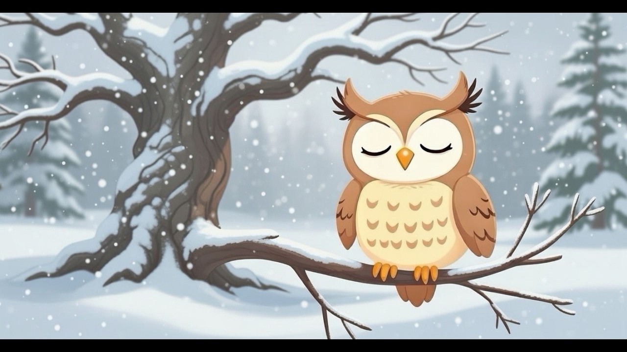 🦉5x Nana de cuna relajante para bebés + ruido blanco💤 El estanque helado - Mindy The Sleepy Owl 🦉