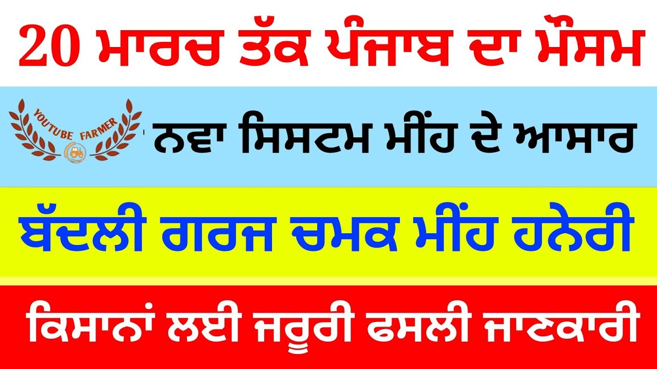 Weather punjab today / 20 ਮਾਰਚ ਤੱਕ ਪੰਜਾਬ ਦਾ ਮੌਸਮ