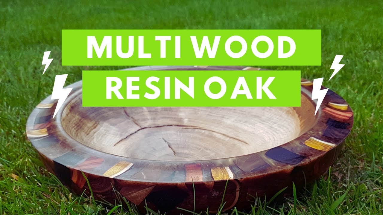 Multi Wood Oak Bowl (with resin - tasteful resin)