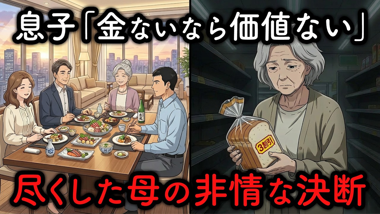 【息子夫婦】「金ないなら生きてる価値ないだろ？」10年で1800万搾取した息子夫婦。10年続けた月15万の仕送りを全停止【シニア漫画】