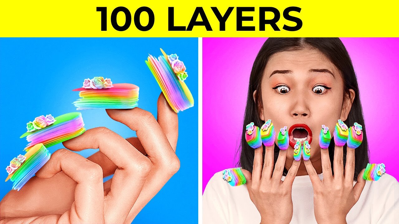 100 LAYERS CHALLENGE! 100 VS 100,000🤩 - Coats of Nails, Duck Tape, ORBEEZ POOL by 123GO! CHALLENGE