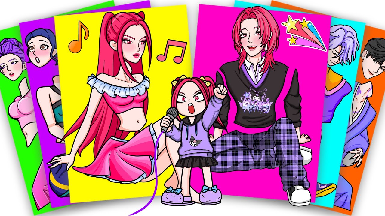 HUNTRIX MIRA SING KARAOKE WITH MIRA BABY and SAJA BOYS - KPOP DEMON HUNTERS | Sticker Book DIY