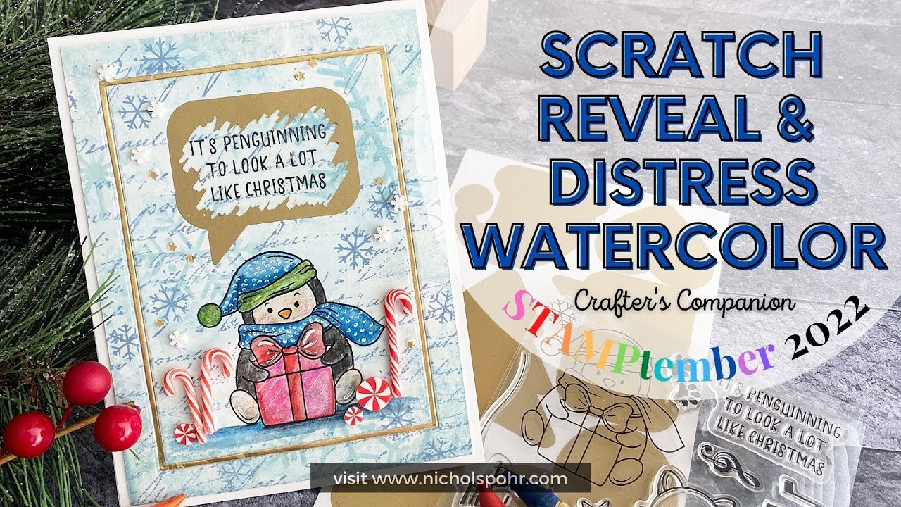 STAMPtember 2022 | Scratch Reveal + Distress Watercolor Pencils Card