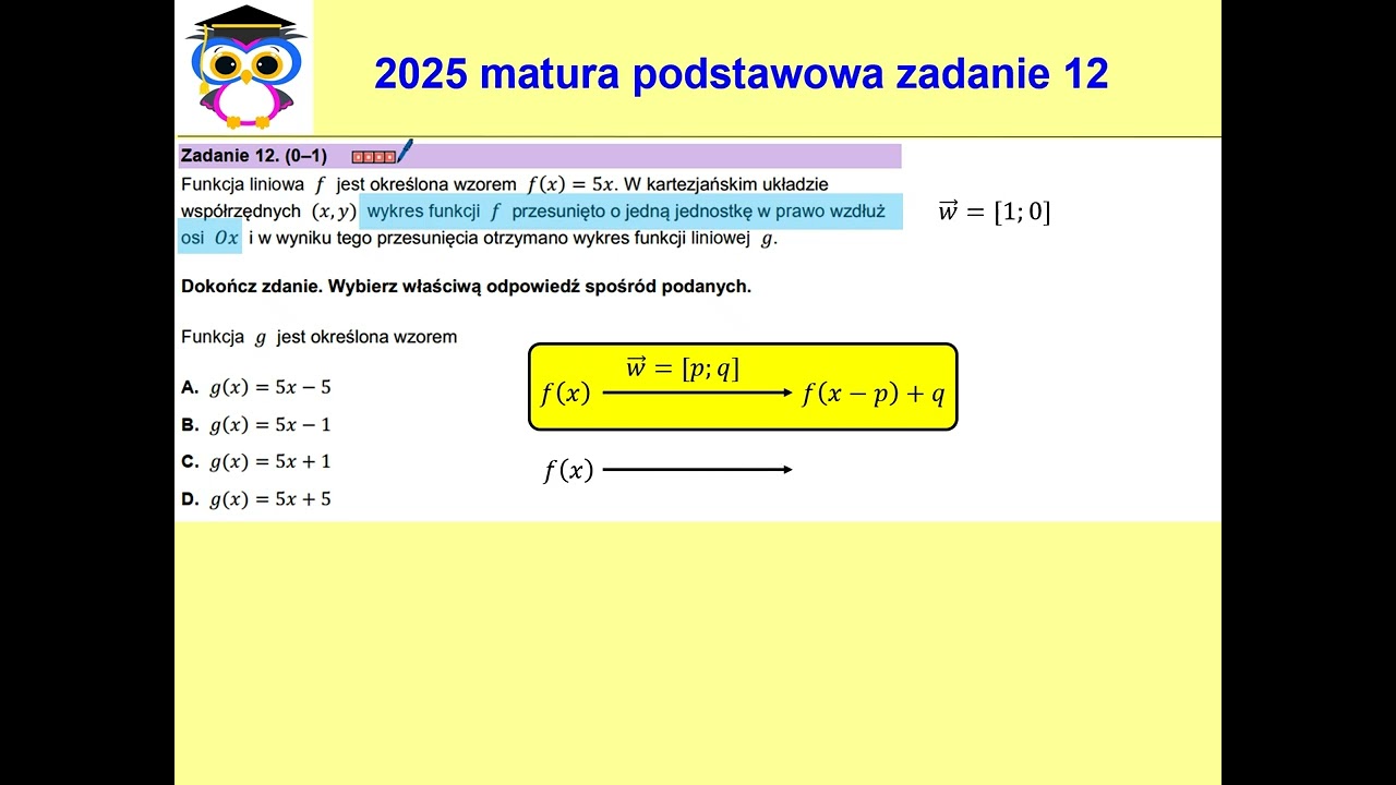12 PP 2025 Matura matematyka poziom podstawowy, termin dodatkowy, czerwiec. zadanie 12. Funkcja