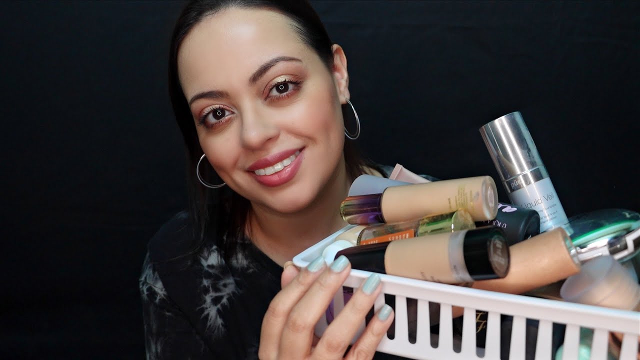 ASMR| Makeup Collection (Foundation & Primers) - Decluttering, Lid Sounds, Tapping, Liquid Sounds