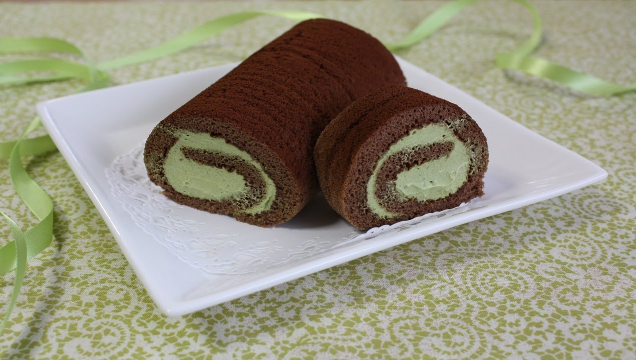 卵1個で出来るココア＆抹茶ロールケーキ～見た目も可愛いサイズです♪