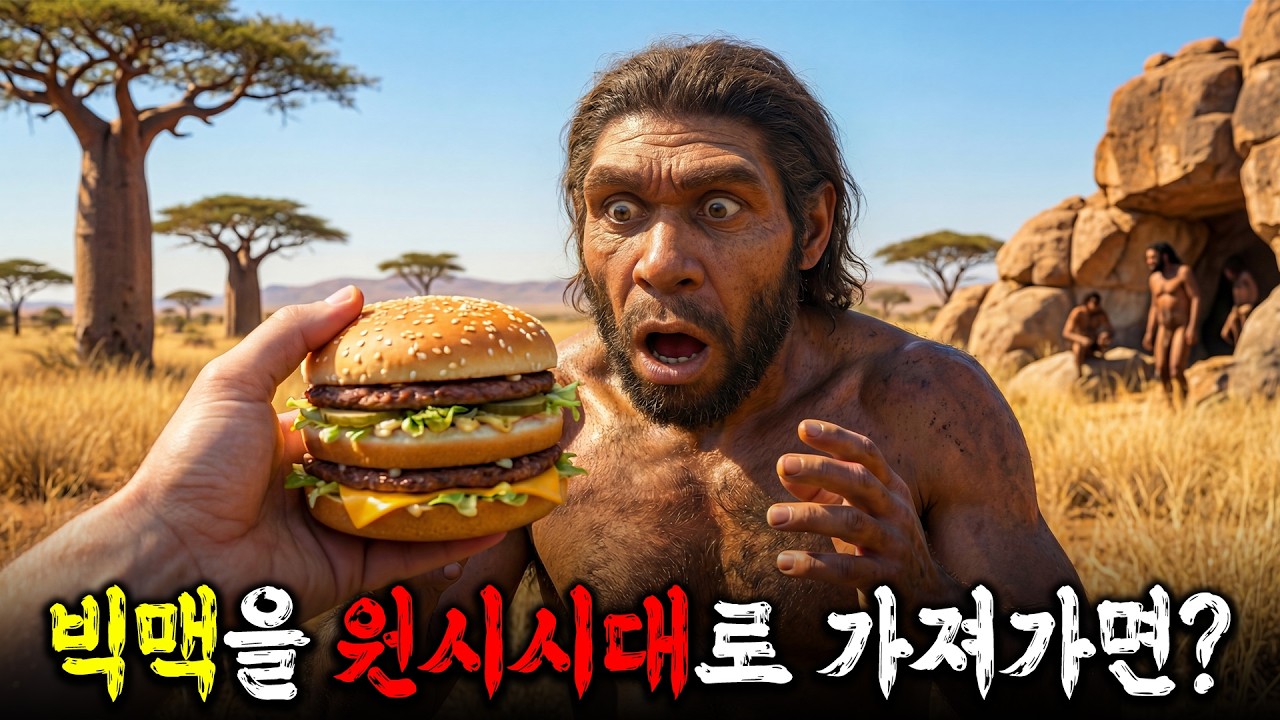 원시인에게 빅맥을 먹여보았다 ㅋㅋㅋ