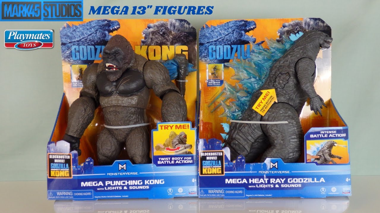 Mega Heat Ray Godzilla & Mega Punching Kong Review! (Playmates Godzilla vs Kong 13" Figures)