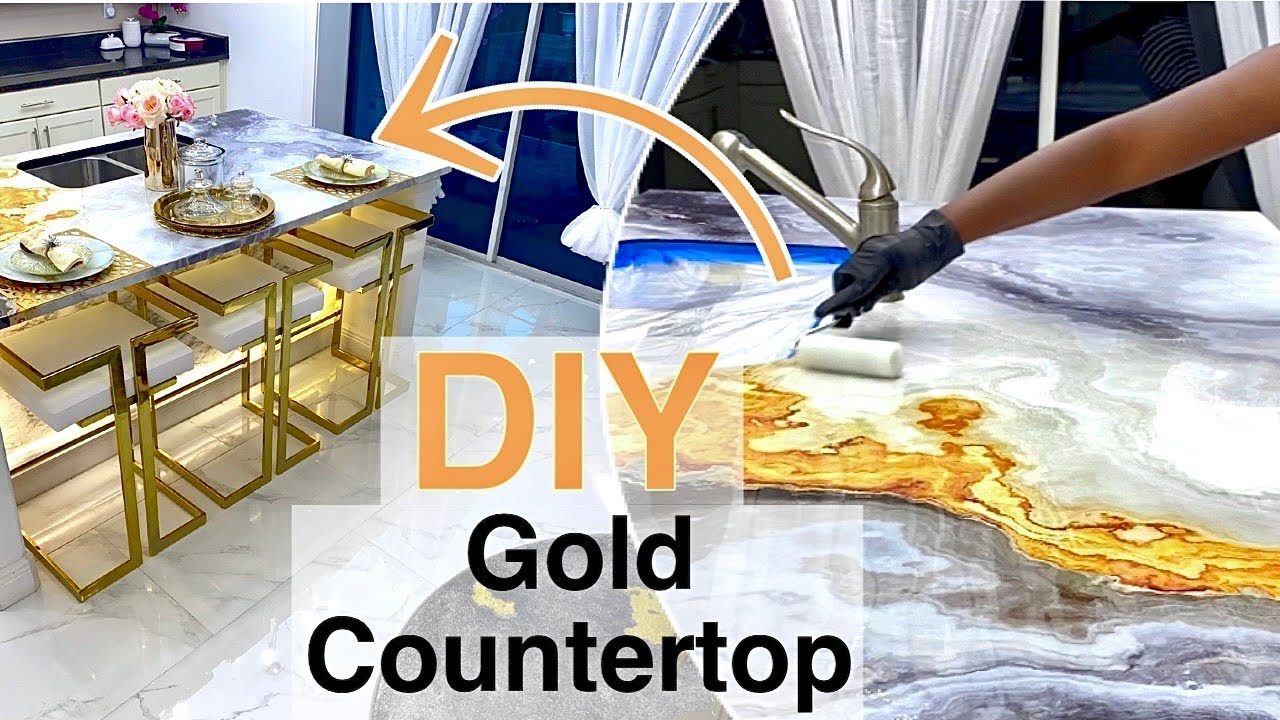 DIY Gold Marble KITCHEN Countertop| DIY KITCHEN Island for less than $150!