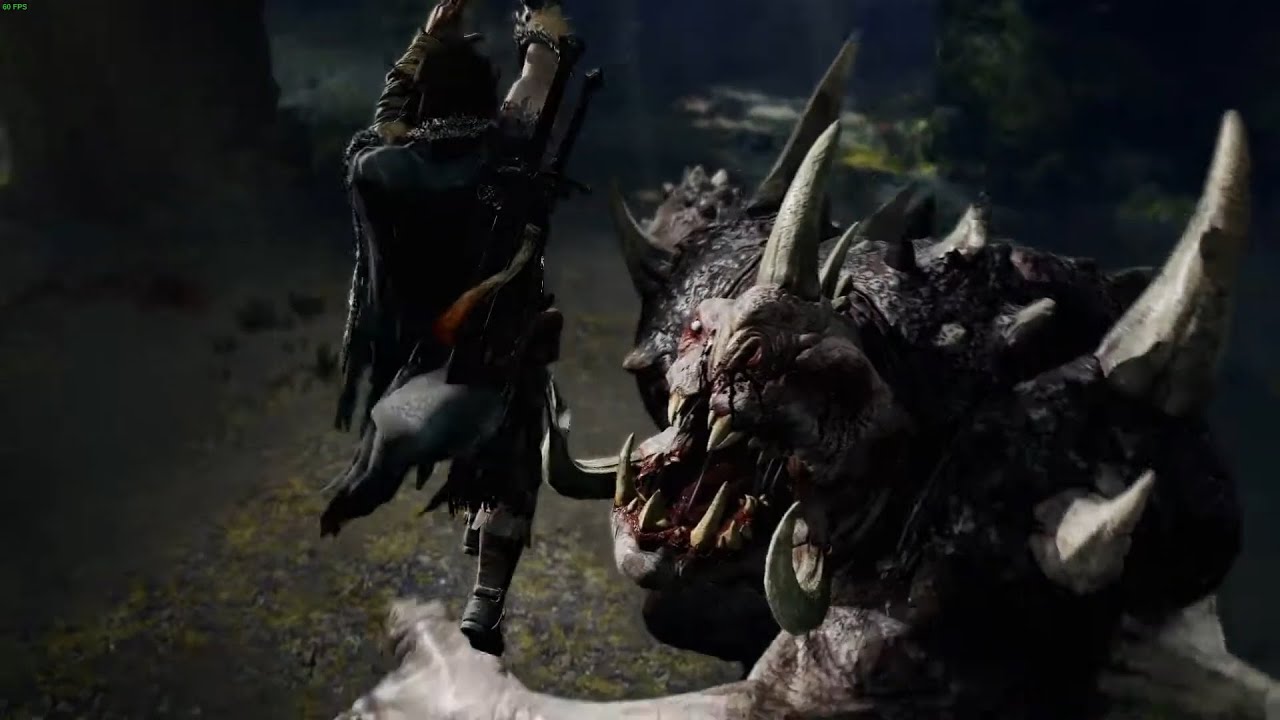 Talion and Torvin hunting the legendary Graug (cutscene)