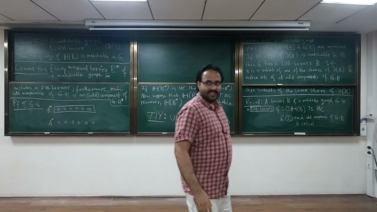 Matching Theory Lecture-11 Part-II: Towards a proof of the ELP Theorem; existence of DM-barriers