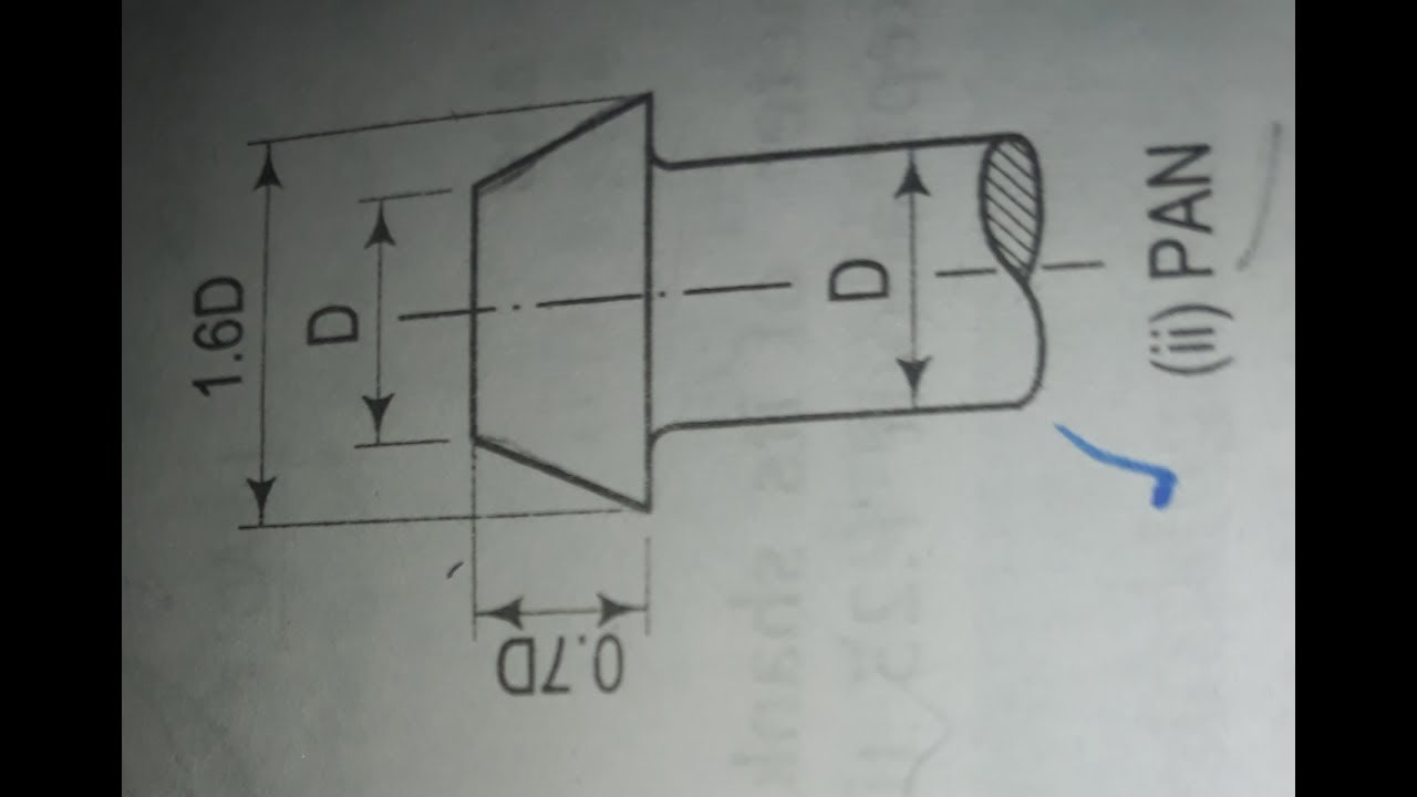 Engineering Drawing: Projection of Pan head rivet