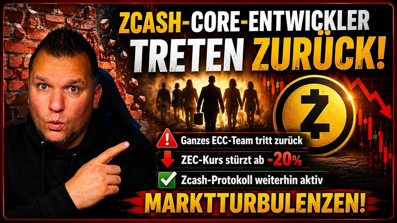 Das Entwicklerteam von ZCASH ist komplett zur&uuml;ckgetreten! ZEC f&auml;llt &uuml;ber 20% nach unten! Wie weiter?