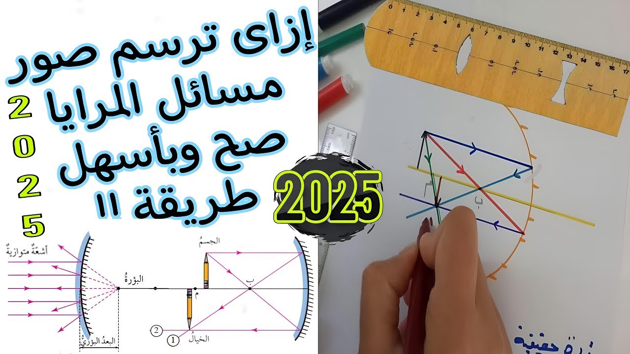 ازاى نرسم صور المرايا صح وبأسهل طريقة 2025 |الصف الثالث الإعدادى درس المرايا والعدسات