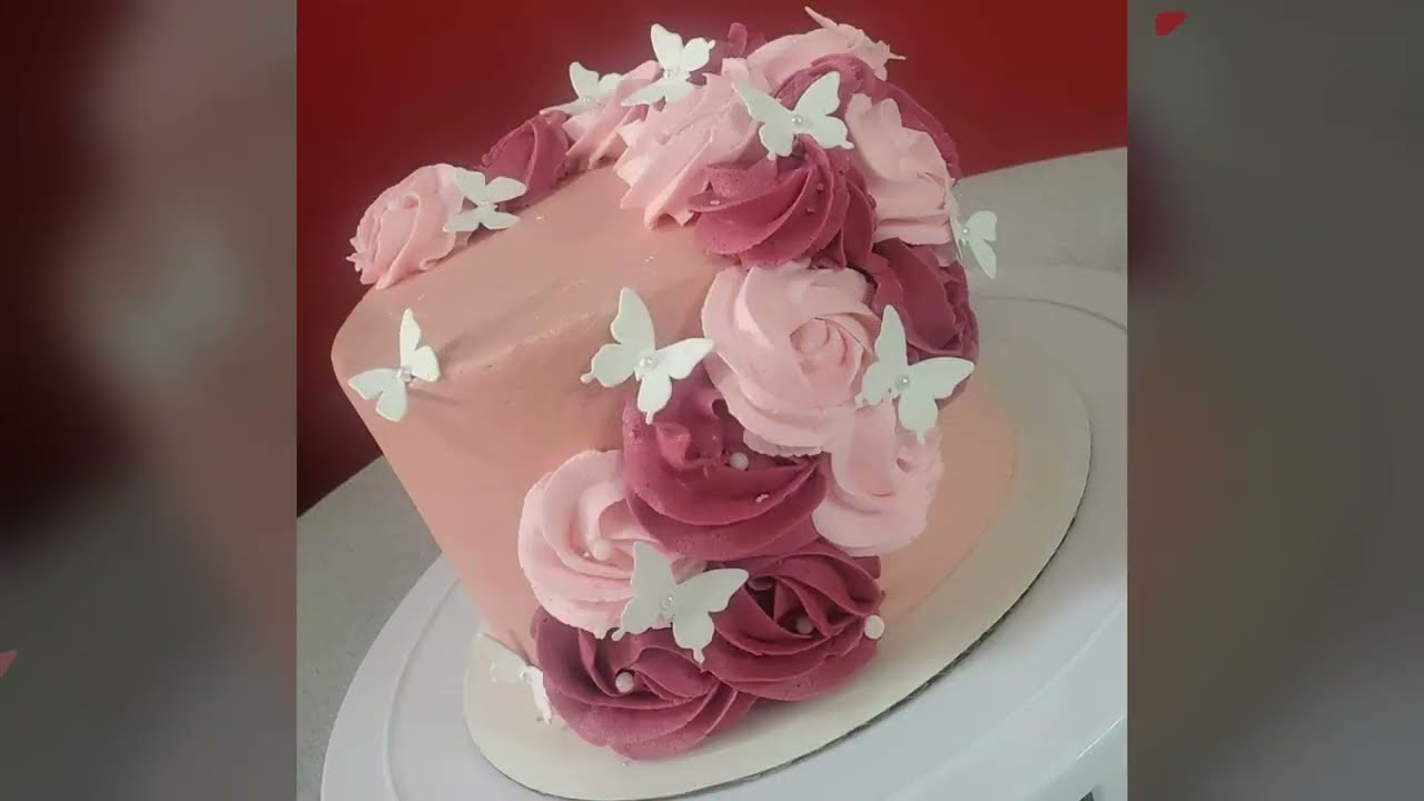 HOW TO decorate Cascading Rosettes on Cake #cakedecorating  #rosettes #buttercream  #tutorial