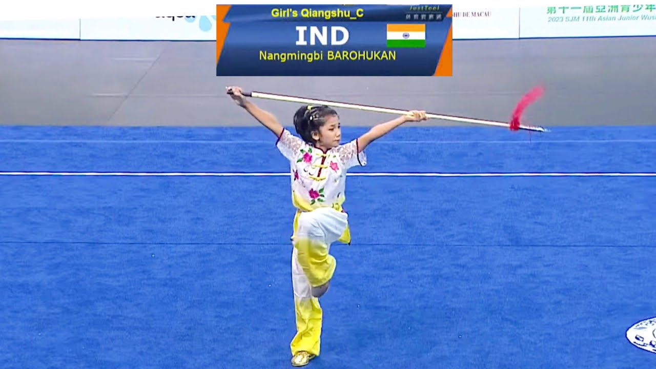 Mingbi Borphukan🇮🇳 6th place 8.12 score (Qiangshu C) 11th Junior Asian Wushu Championship 2023 China