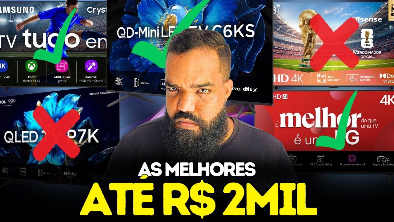 5 Melhores TVS AT&Eacute; R$ 2MIL para COMPRAR de Olhos Fechados em 2025 (BOA E BARATA!!!)