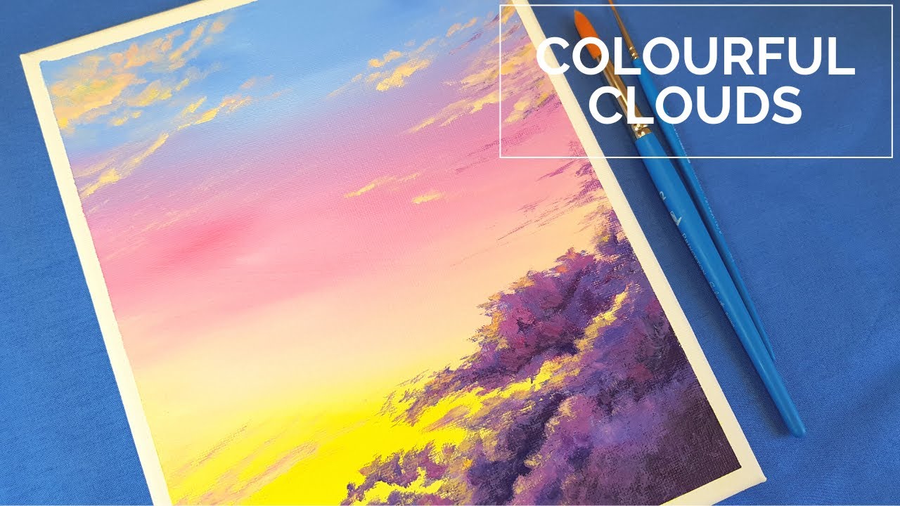 How to paint colorful clouds🎨Easy Simple Acrylic Painting for Beginner🎨Easy Cloud painting tutorial