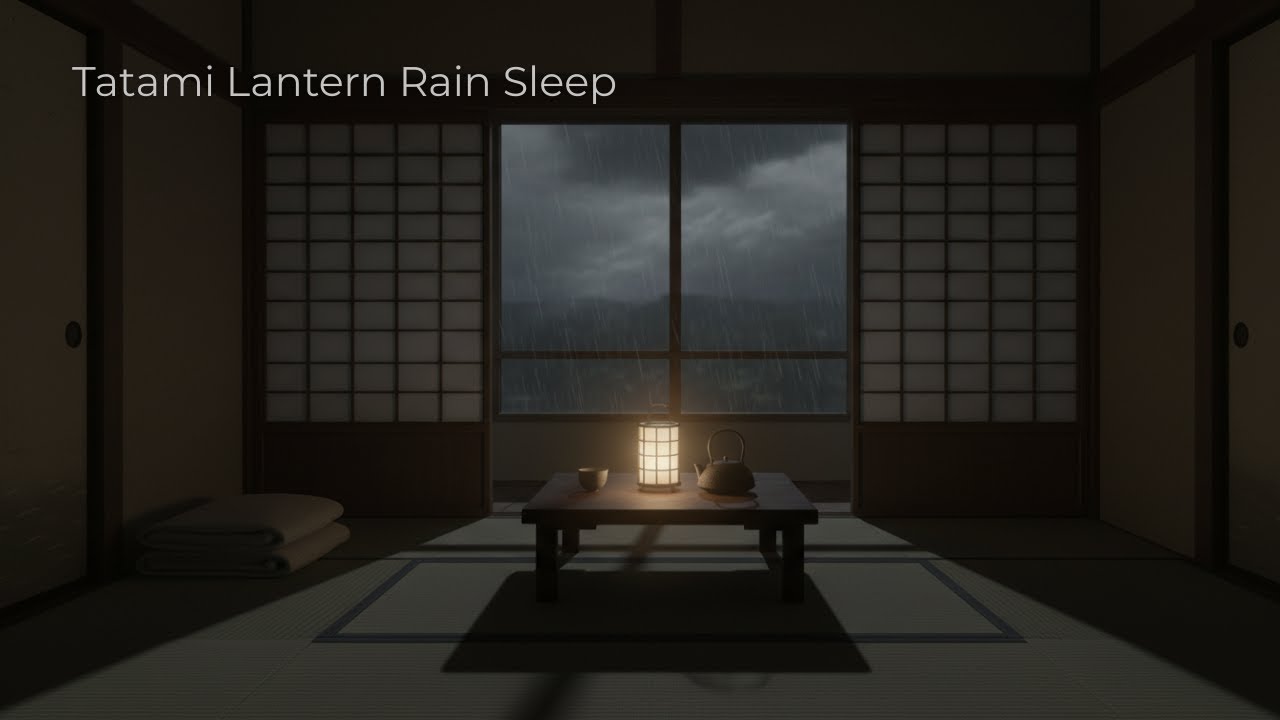 Tatami Lantern Rain Sleep – Quiet Japanese Room Night Ambience