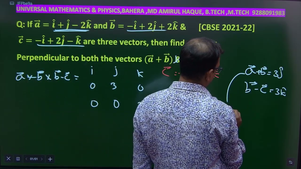 If  𝑎⃗ = î +ĵ-2k̂.  𝑏⃗  == î +2ĵ+2k̂, 𝑐⃗=-î +2ĵ-k̂ three perpendicular both( 𝑎⃗ +𝑏⃗ )&(𝑏⃗- 𝑐⃗)
