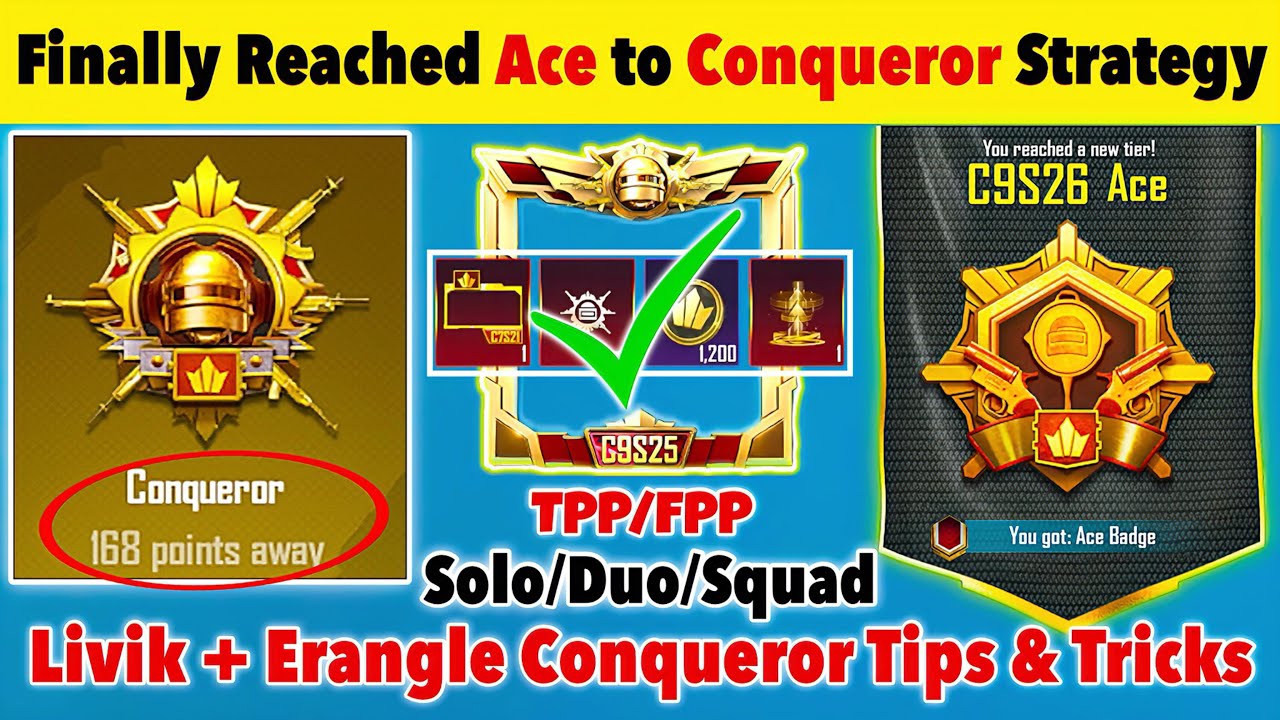 🇮🇳Day 08 - Aj Kitne Point Pr Conqueror Milega Solo, Duo, Squad❓| Ace to Conqueror Tips & Tricks✅
