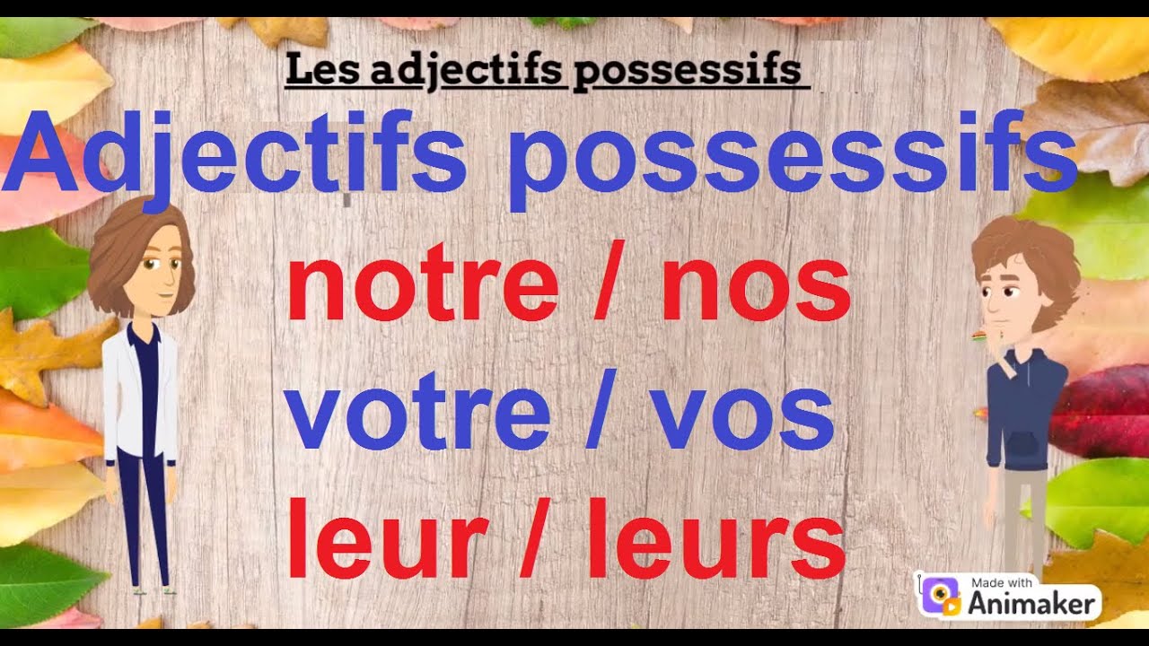 Grammaire (7) : Les adjectifs possessifs (3) : notre / nos, votre / vos et leur / leurs