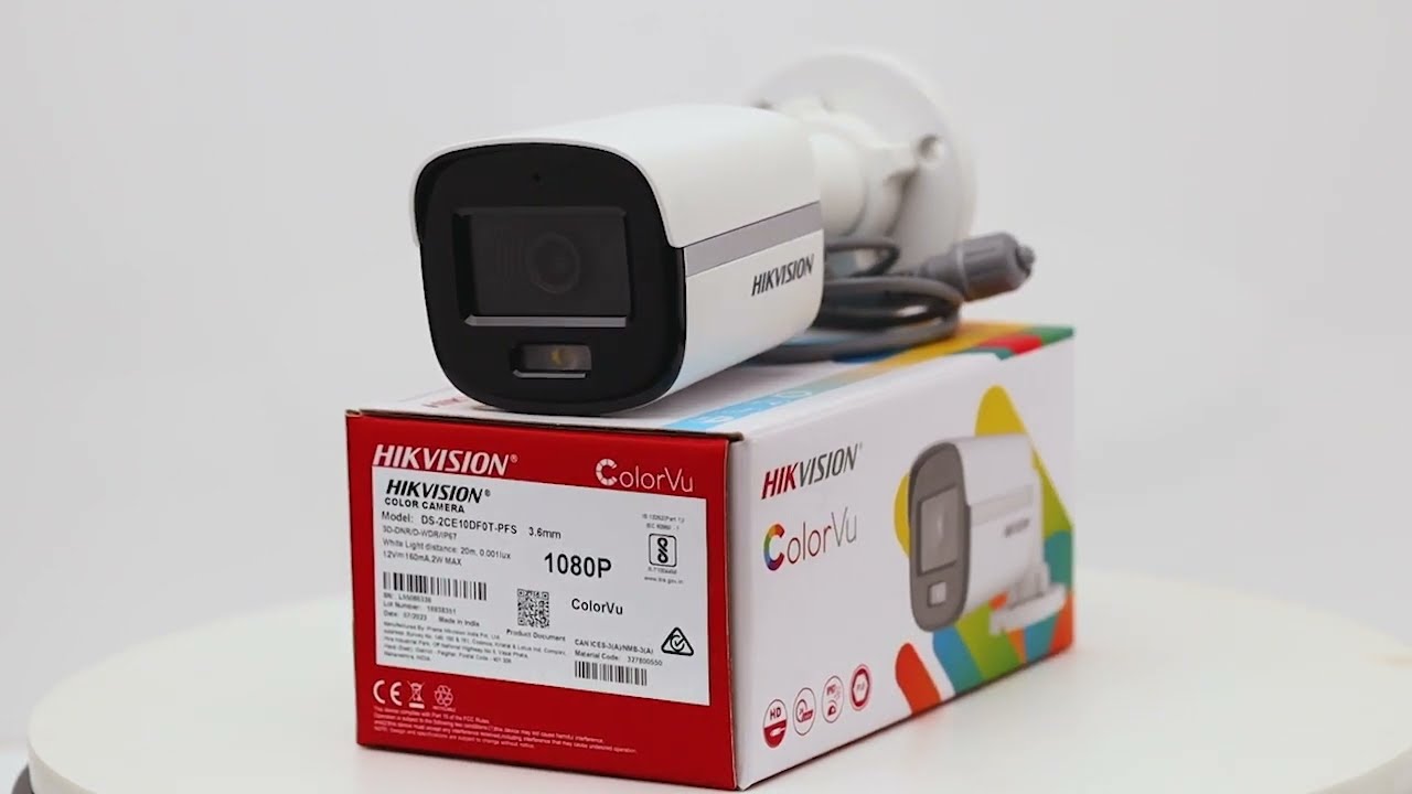HIKVISION 2MP ColorVu Bullet Camera DS-2CE10DF0T-PFS High-Quality Color Images, Bright Night Vision