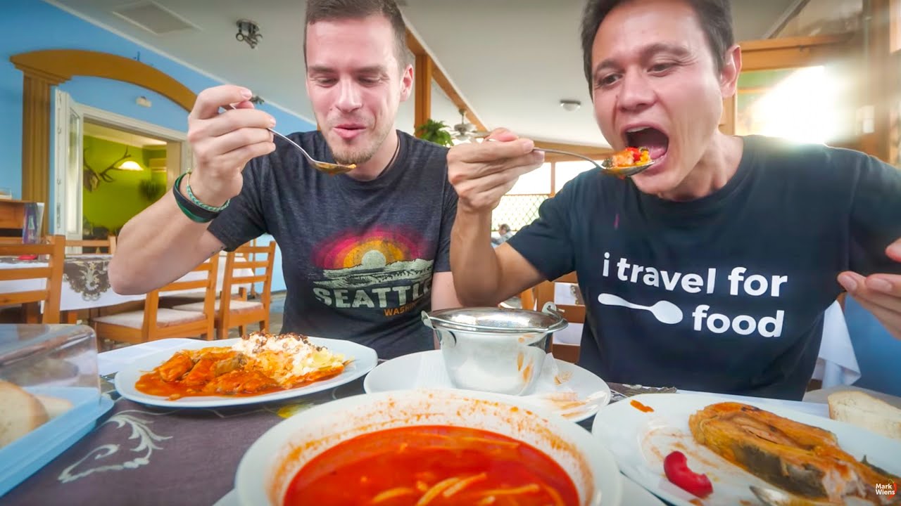 Europe’s SPICIEST FOOD 🌶️🌶️ !! Hungarian Fisherman’s Soup 🐟 in Hungary!