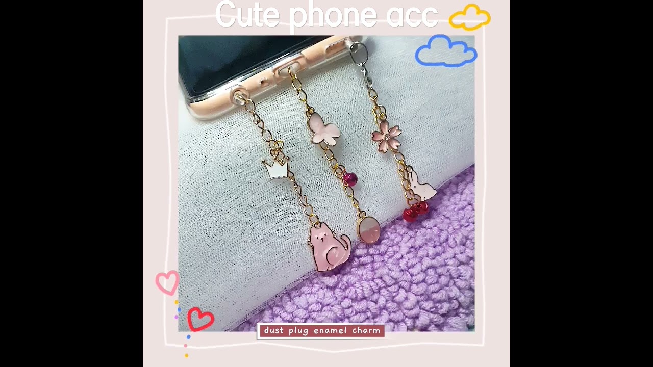 cute phone accessories - dust plug enamel charm and strap