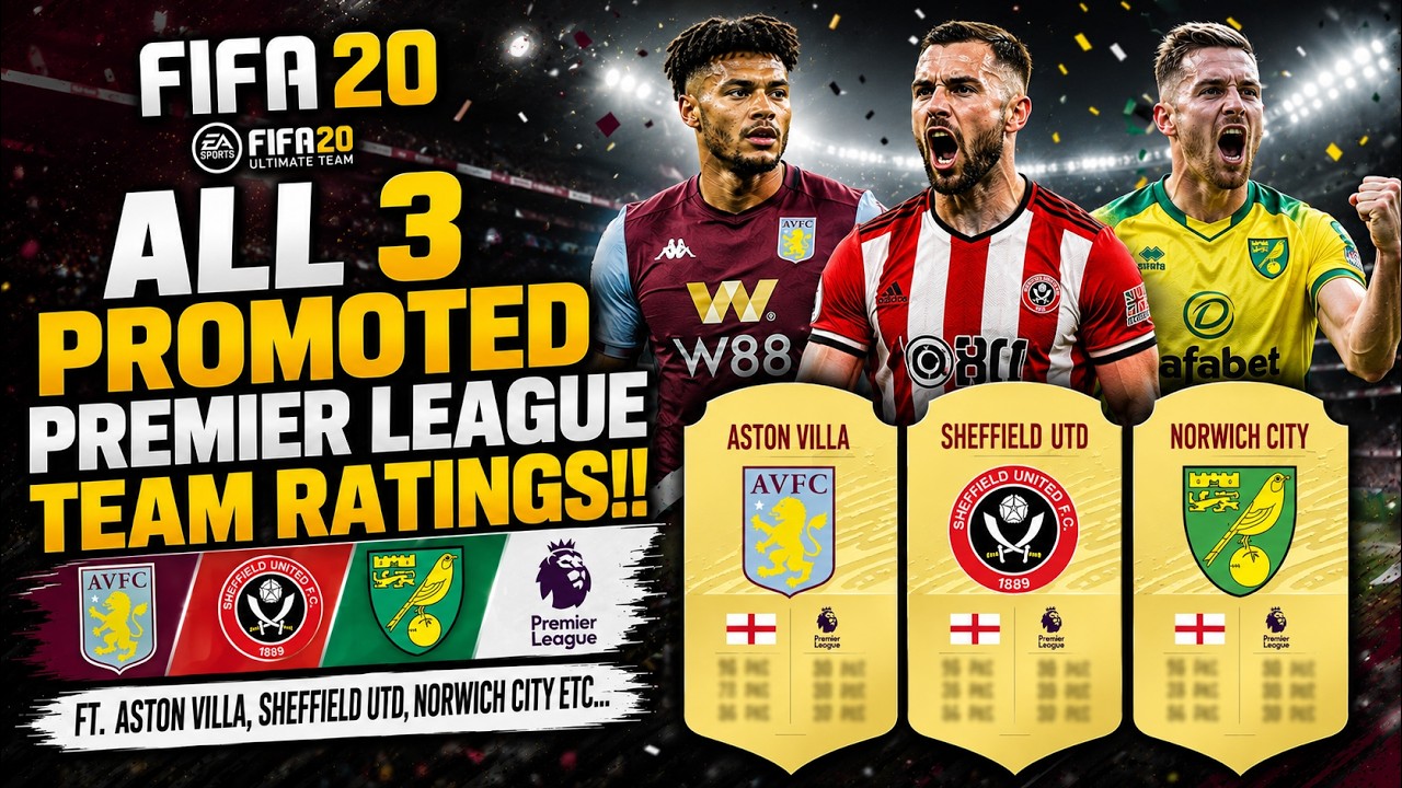 FIFA 20 | ALL 3 PROMOTED PREMIER LEAGUE TEAM RATINGS!! FT. ASTON VILLA, SHEFFIELD, NORWICH ETC...